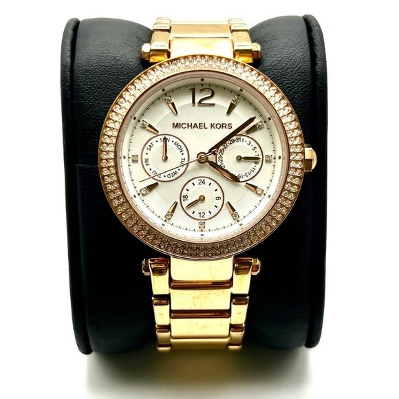 Michael Kors Rose Gold & Crystals Ladies Watch Extra Links &Working - Picture 1 of 11